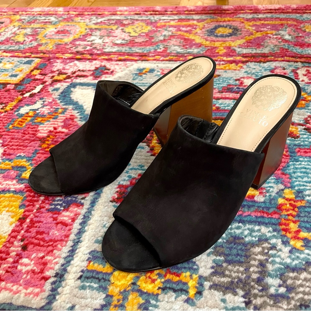 Vince Camuto Suede Peep Toe Mules